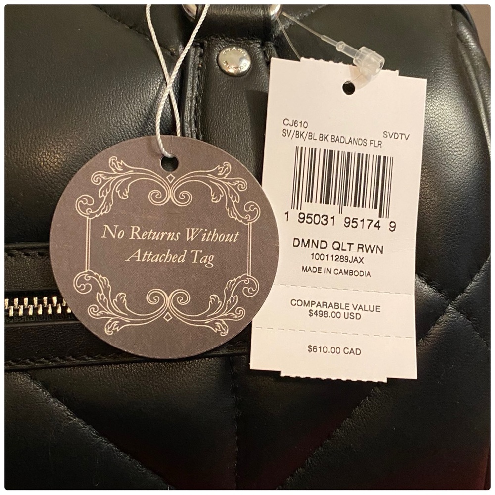 ❤️SOLD❤️NWT Coach Black Rowan Satchel with Puffy Diamond Quilting - Picture 10 of 12